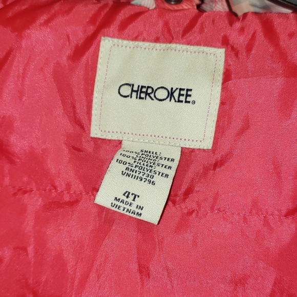 Cherokee girls coral check rain wind jacket 4 4T - Picture 5 of 6